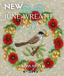 June Wreath - Black-Headed Warbler. Counted cross stitch kit on 7 pts/cm Aïda fabric. Le Bonheur des Dames 2693